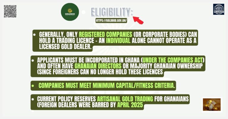 Gold Buying (Trading) License Eligibility