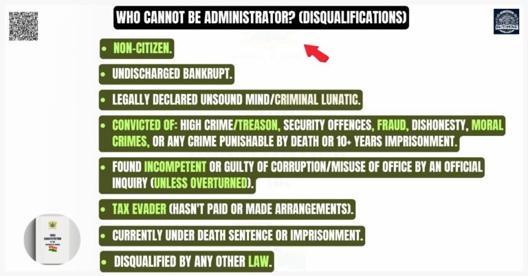 Who CANNOT be Administrator (Disqualifications)