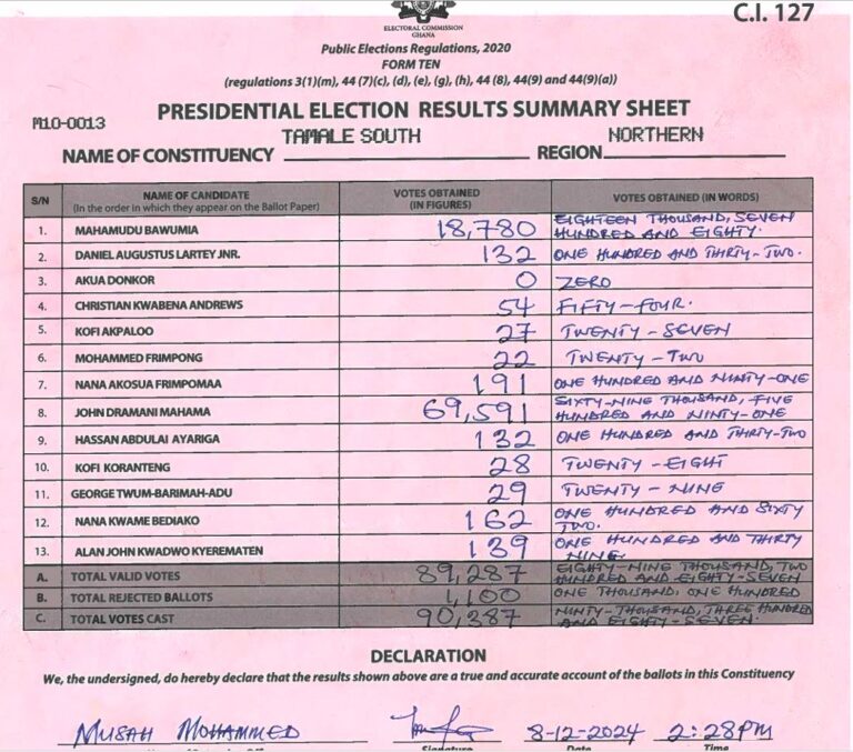 Tamale South 2024 results pres